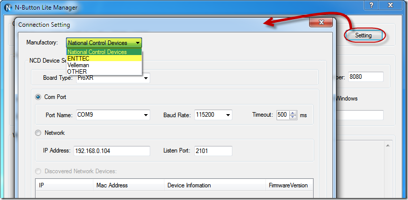 Connection Setting