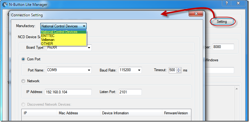 Connection Setting