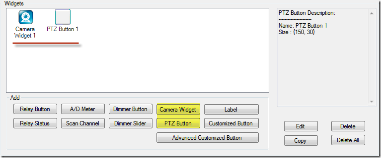 N-Button Camera Widget and PTZ Button