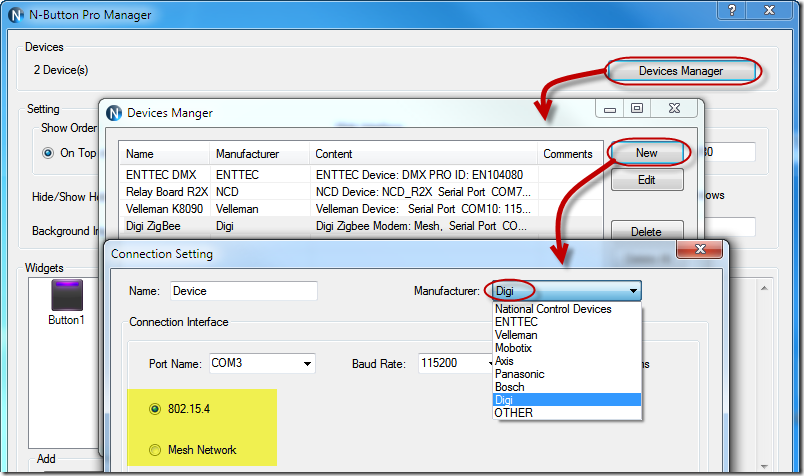 N-Button supports Digi ZigBee Modules