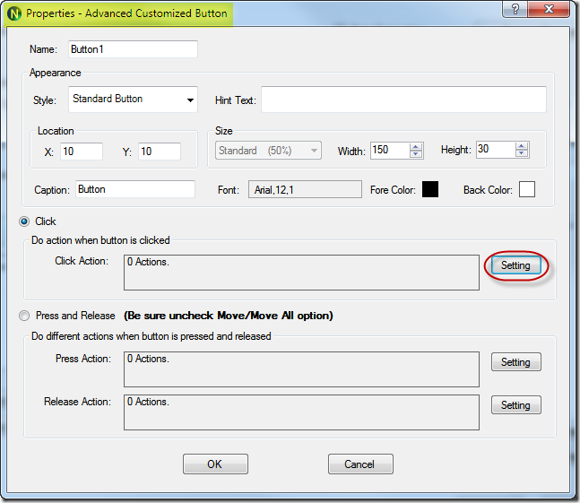 Properties - Advanced Customized Button