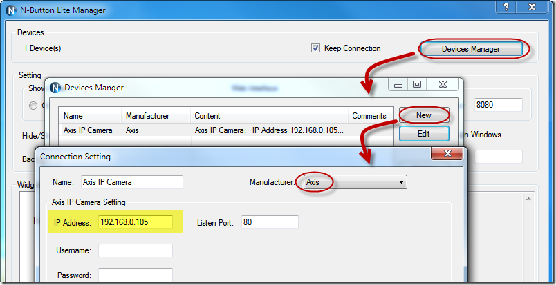 Add Axis IP camera