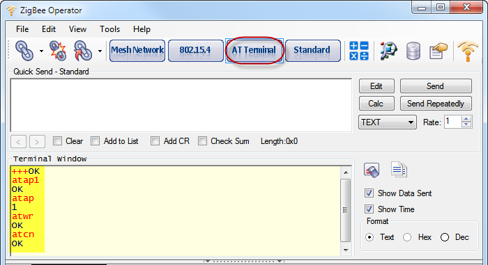 ZigBee Operator - AT Ternimal