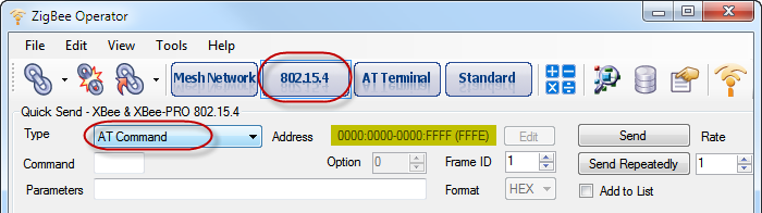 ZigBee Operator - 802.15.4 panel