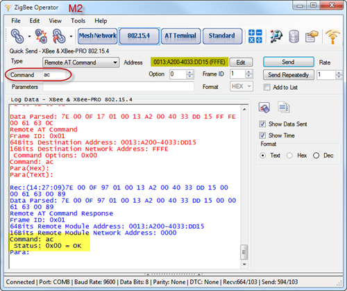 ZigBee Operator - 802.15.4 - Remote  AC AT Command