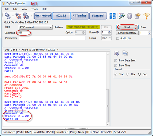 ZigBee Operator - 802.15.4 - D4 AT Command