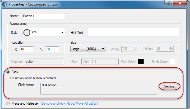 N-Button Properties -Customized Button