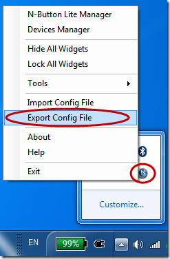 N-Button - Export Configuration file