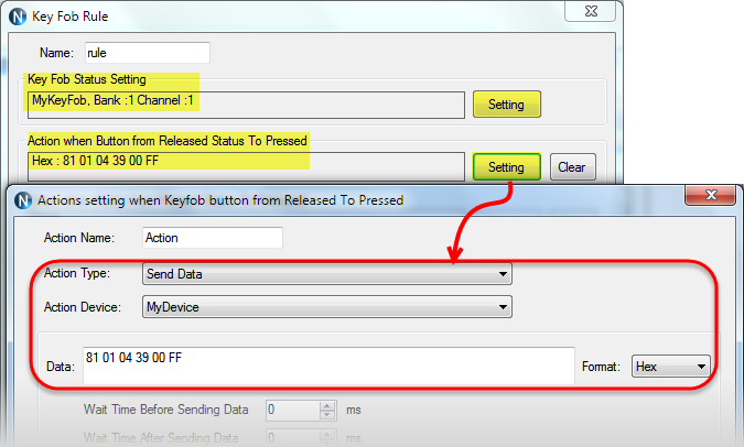 N-Button Automation - Key Fob Rule - Send Data