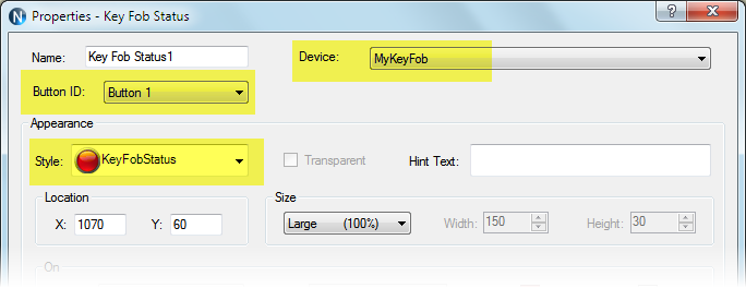 Properties - Key Fob Status