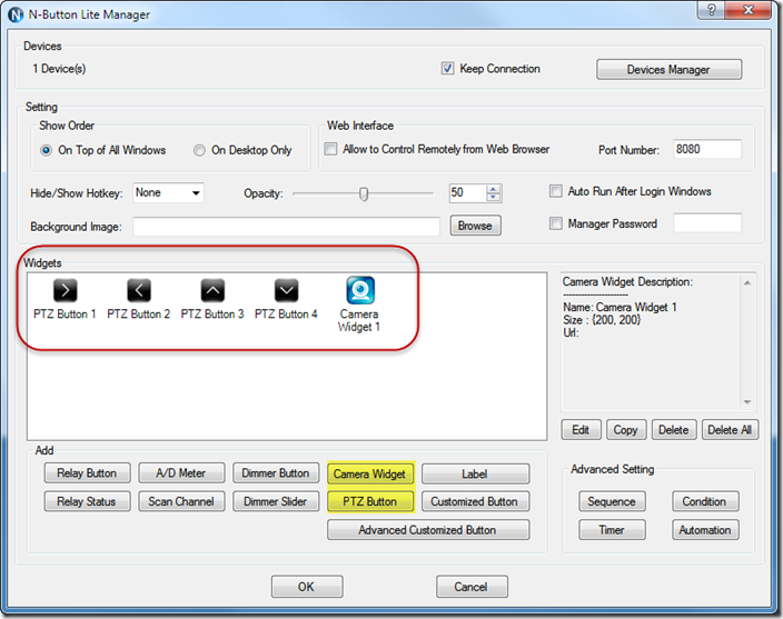 N-Button control IP cameras