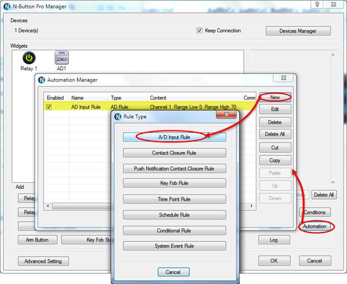 N-Button Automation AD input rule