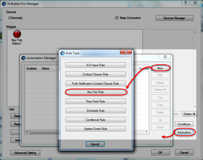 N-Button Automation - Key Fob Rule