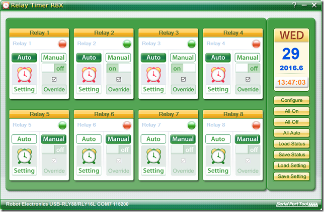 Relay Timer R8X Software Interface