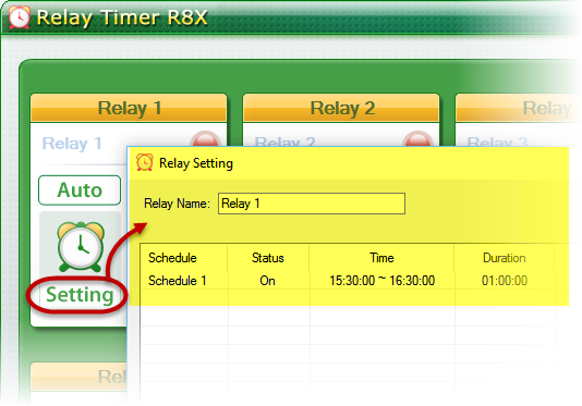 Relay Timer R8X software - Setting for Auto Control Relay 