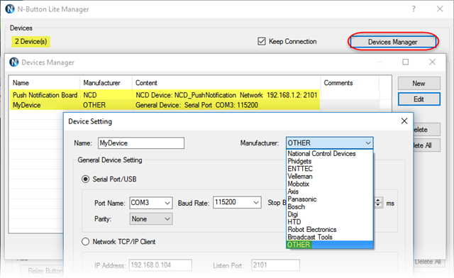 N-Button Device Manager - other device