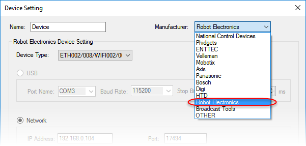 N-Button Device Setting - Robot Electronics