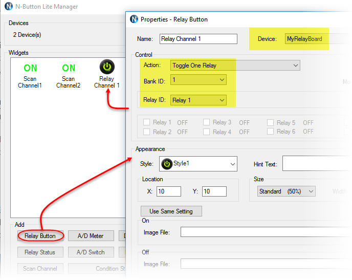 N-Button Add Relay Button Widget