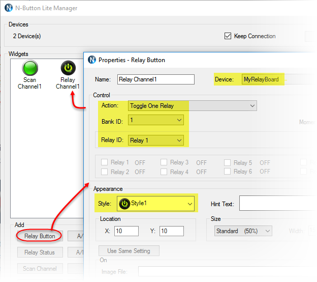 N-Button Add Relay Button Widget