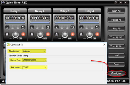 Quick Timer R8X - Configuration - Velleman K8090/VM8090