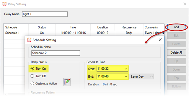 Relay Timer R8X - Automation Control - Schedule Setting