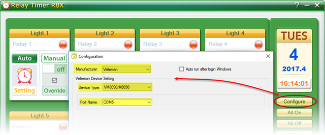 Relay Timer R8X - Configuration - Velleman VM8090/K8090