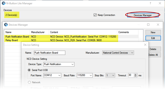 N-Button software - Add Devices