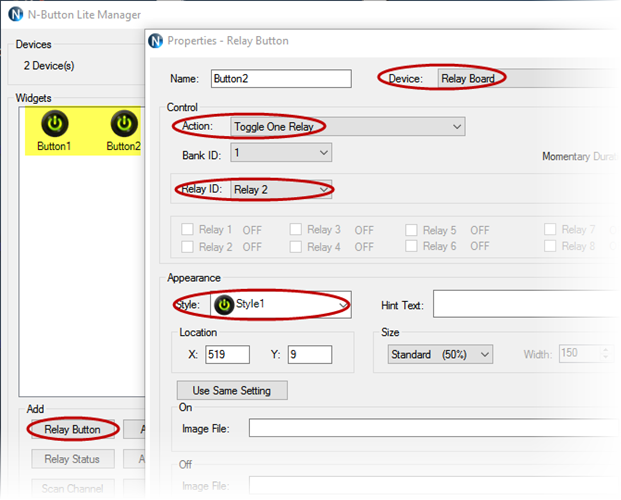 N-Button software - Add Relay Button