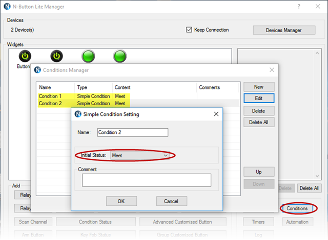 N-Button software - Add Conditions