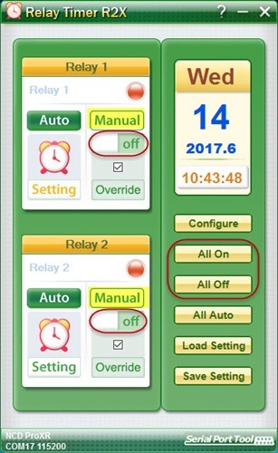 Relay Timer R2X - Control Relay Manually