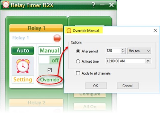 Relay Timer R2X - Override Manual