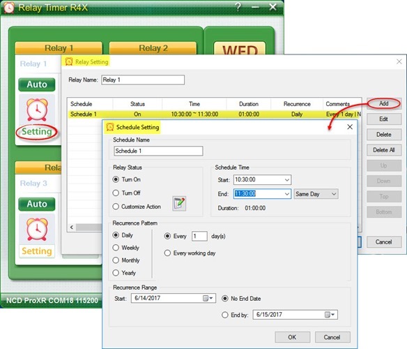 Relay Timer R4X - Timing Shcedule Setting