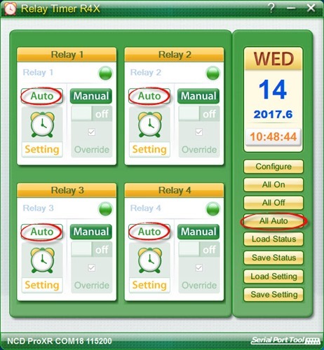 Relay Timer R4X - Switch to Auto Control Mode