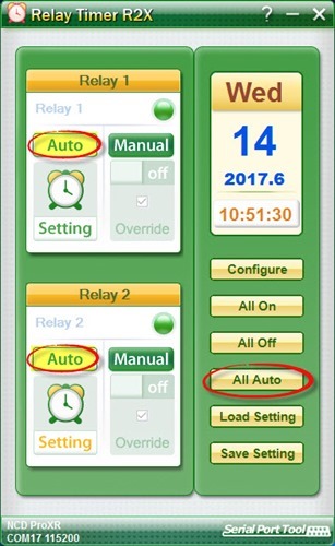 Relay Timer R2X - Switch to Auto Control Mode