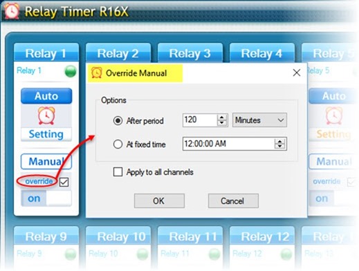 Relay Timer R16X - Override Manual