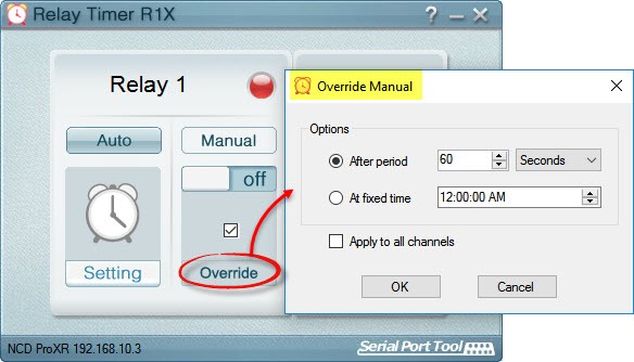 Relay Timer R1X - Override Manual