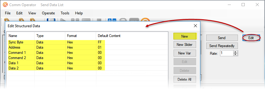 Comm Operator - Edit Structured Data